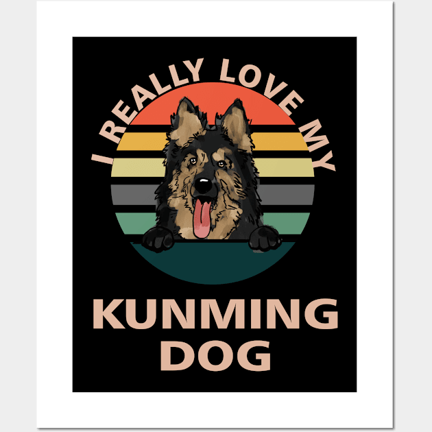 I Really Really Love My  Kunming Dog Dog Pet Gift Idea For Dog Dad Mom Sibling Wall Art by familycuteycom